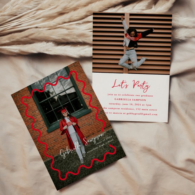 Red Modern Graduation Invitations Faire-part (Créateur téléchargé)