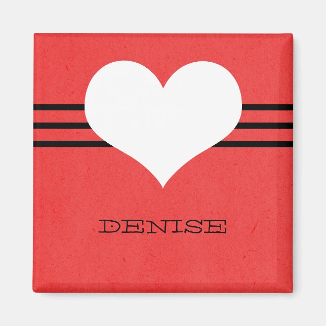 Red Modern Heart Magnet (Vorne)