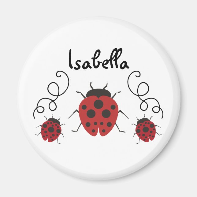 Red Modern Ladybug Personalize it Magnet (Vorne)