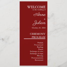 Red Modern Minimalist Bridal Program QR Code Programm