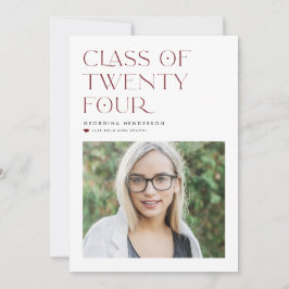 Red Modern Minimalistisch Class of 2022 Abschluss Einladung