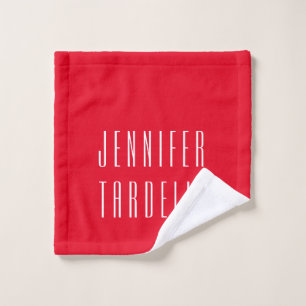 Red Modern Minimalistisch Elegante Ihr Name Waschlappen