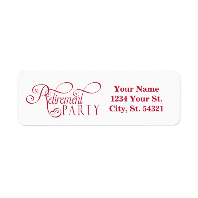 Red, Modern Retirement Address Labels (Vorne)