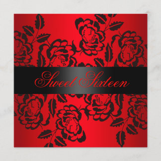 Red Modern Rose Sweet 16 Birthday Einladung