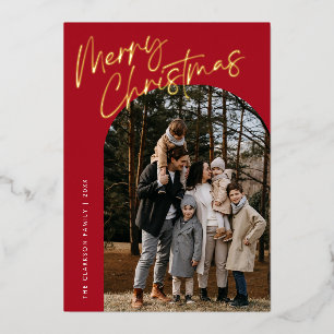 Red Modern Script Frohe Weihnachtsgeschichte 2 Fot Folien Feiertagskarte