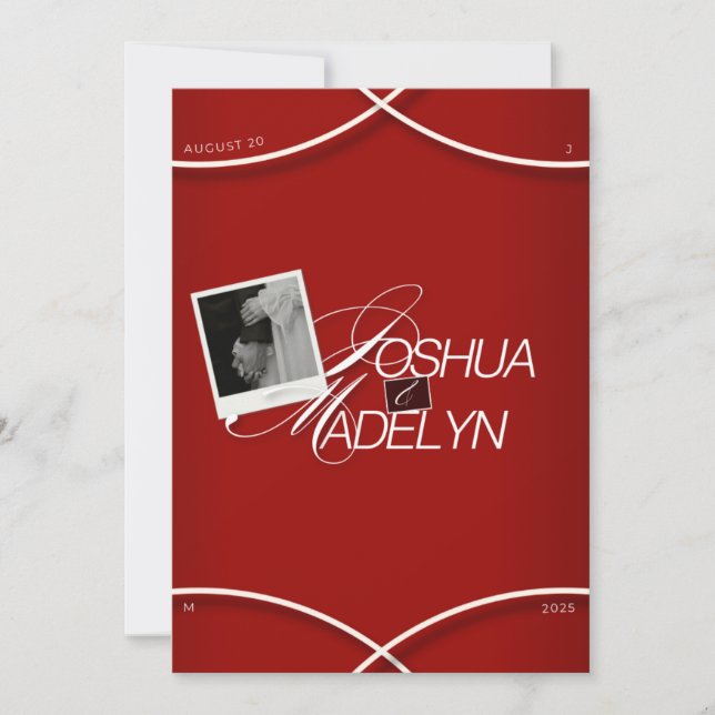 Red Modern Wedding Einladung Template (Vorderseite)
