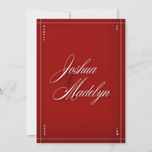 Red Modern Wedding Einladung Template (Vorderseite)