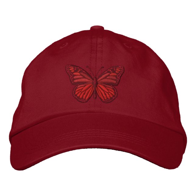 Red Monarch Butterfly Bestickte Kappe (Vorderseite)