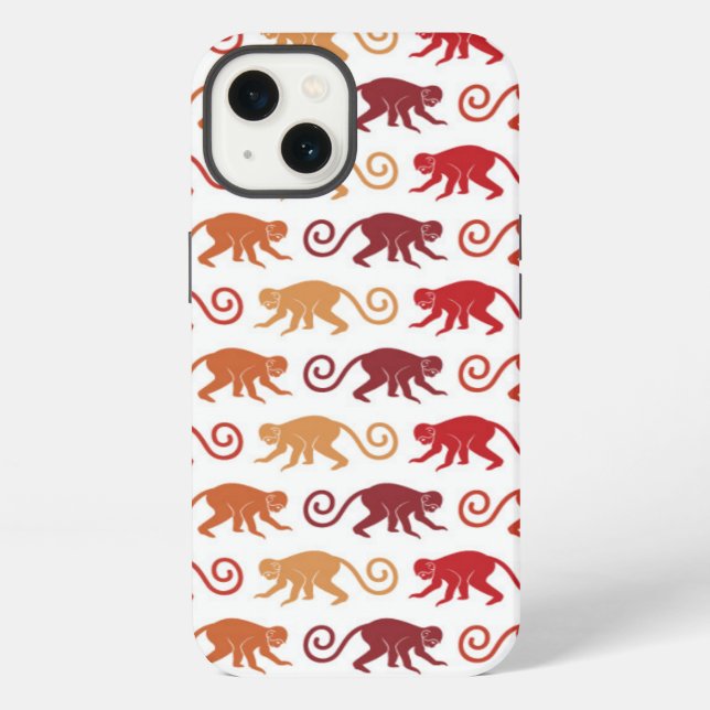 Red Monkeys Pattern iPhone Hülle (Rückseite)