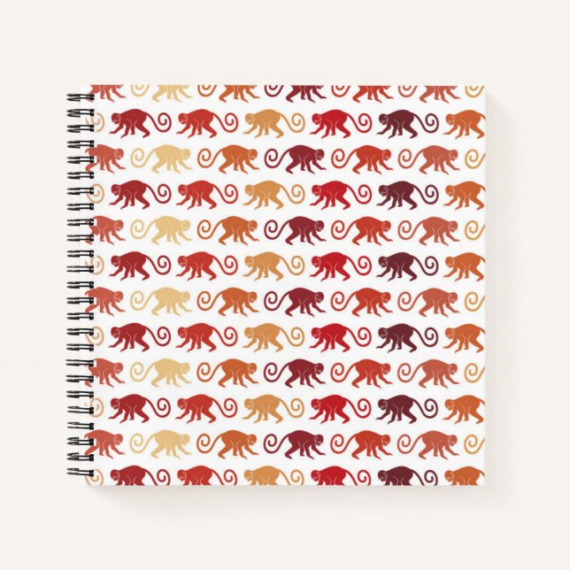 Red Monkeys Pattern Notizbuch (Vorderseite)