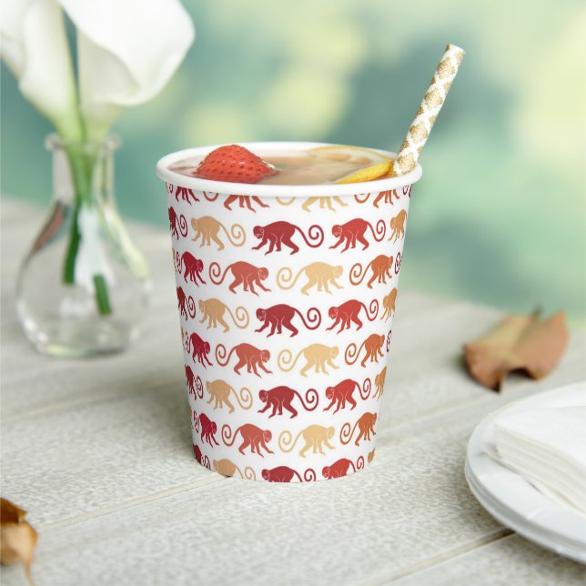 Red Monkeys Pattern Pappbecher (In Situ)