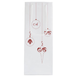 Red Monogram Bauble Weihnachtsschmuck Geschenktüte Für Weinflaschen