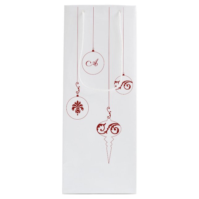 Red Monogram Bauble Weihnachtsschmuck Geschenktüte Für Weinflaschen (Vorderseite)