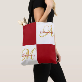 Red Monogram Modern Stylish Elegant Initial Tasche