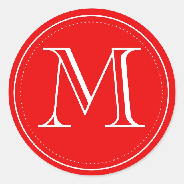 Red Monogram Umschlag Aufkleber by Origami Prints (Vorderseite)
