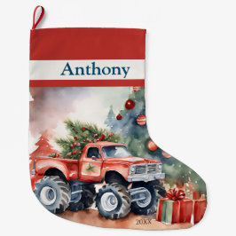 Red Monster Truck Boys Großer Weihnachtsstrumpf
