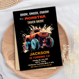 Red Monster Truck Invitations Anniversaire