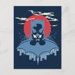 Red Moon Batman mit Logo-Postkarte Einladungspostkarte
