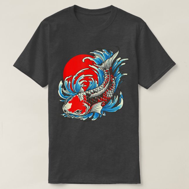 Red Moon Japanese Koi Fish T-Shirt (Design vorne)