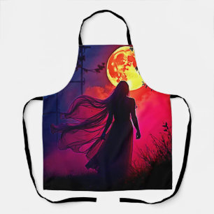 Red Moon Shadow Woman Mystery Design Schürze