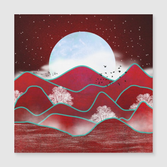 Red Moonrise Magnetkarte (Vorderseite)