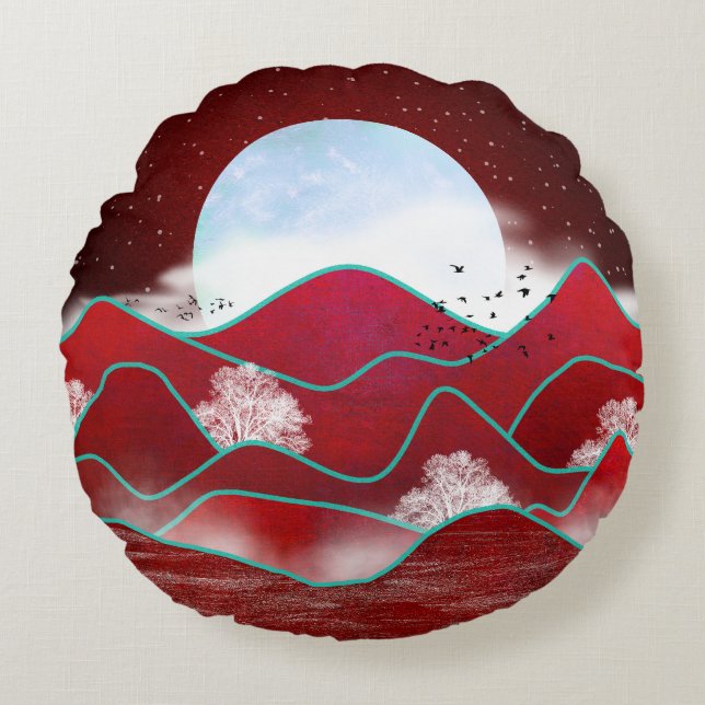 Red Moonrise Throw Kissen (Vorderseite)