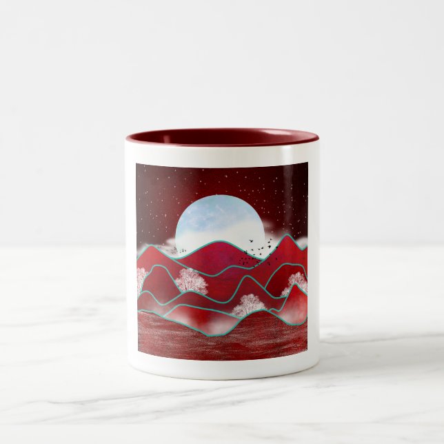 Red Moonrise Zweifarbige Tasse (Mittel)