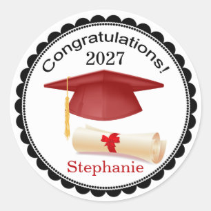 Red Mortar, diplôme Votre nom Graduation Sticker