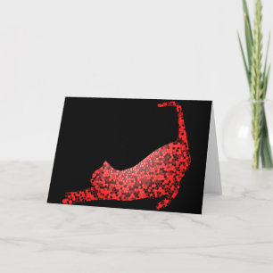 Red Mosaic Chat Cartes de voeux personnalisées
