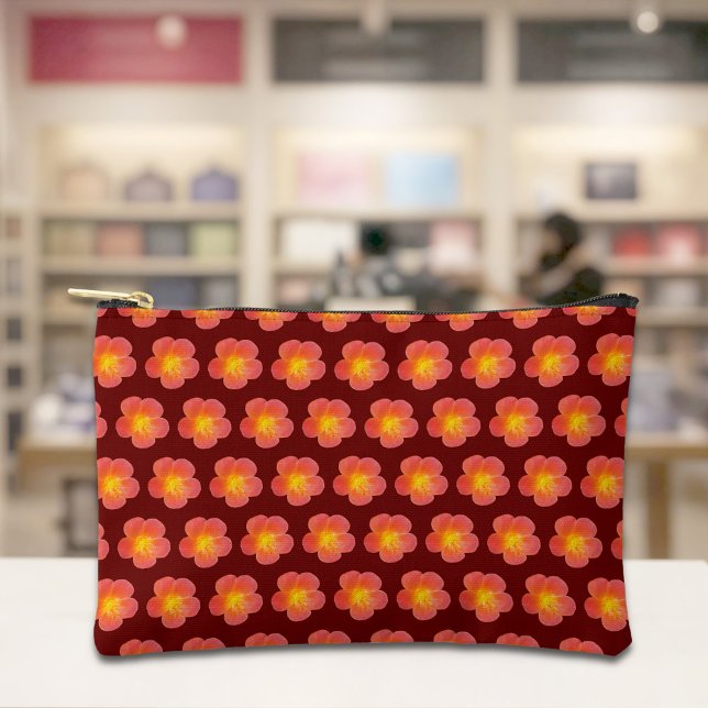 Red Moss Rose Seamless Pattern Pouch Zubehörtasche (Pouch with seamless pattern of a red moss rose)