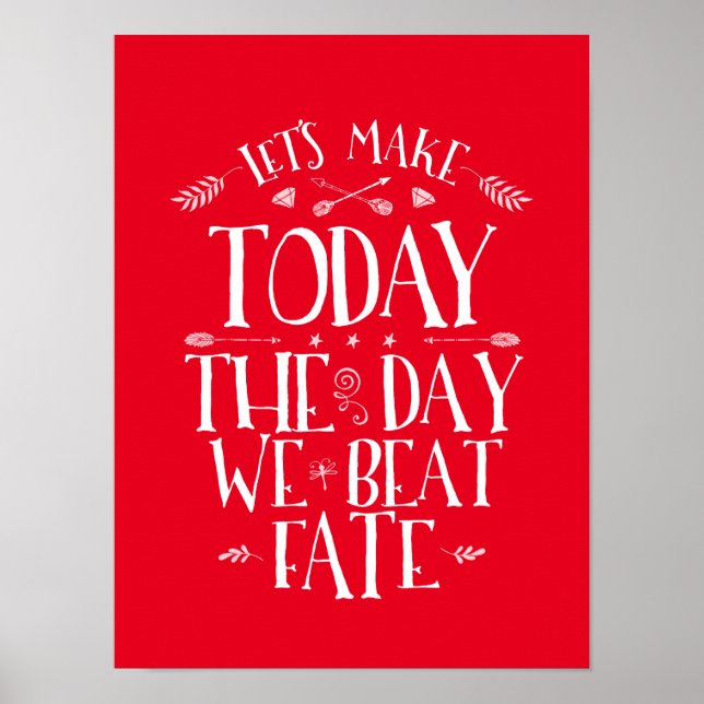 Red Motivierend Life Quotes Calligraphy Poster (Vorne)
