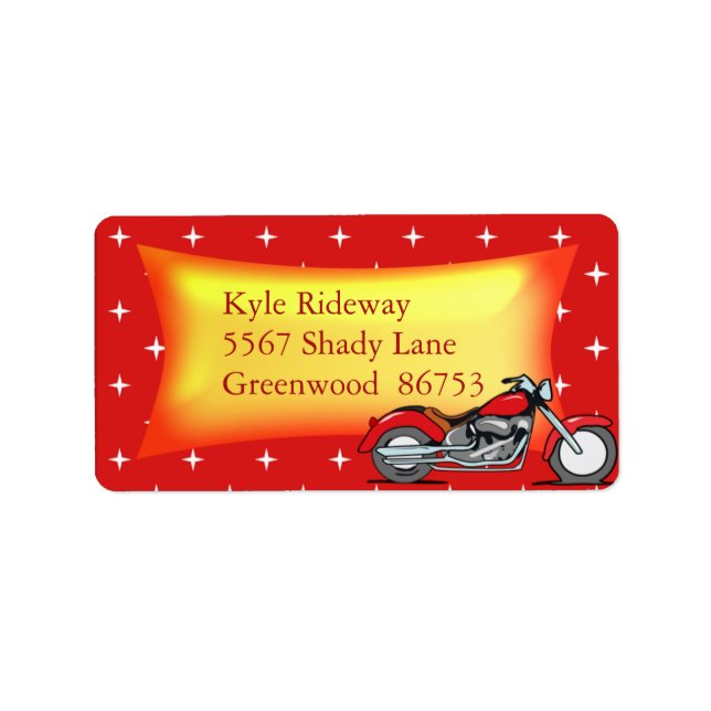 Red-Motorrad-Adresse Adressaufkleber (Vorne)