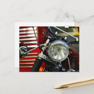 Red Motorrad Motorrad Fahrrad Garage Postkarte