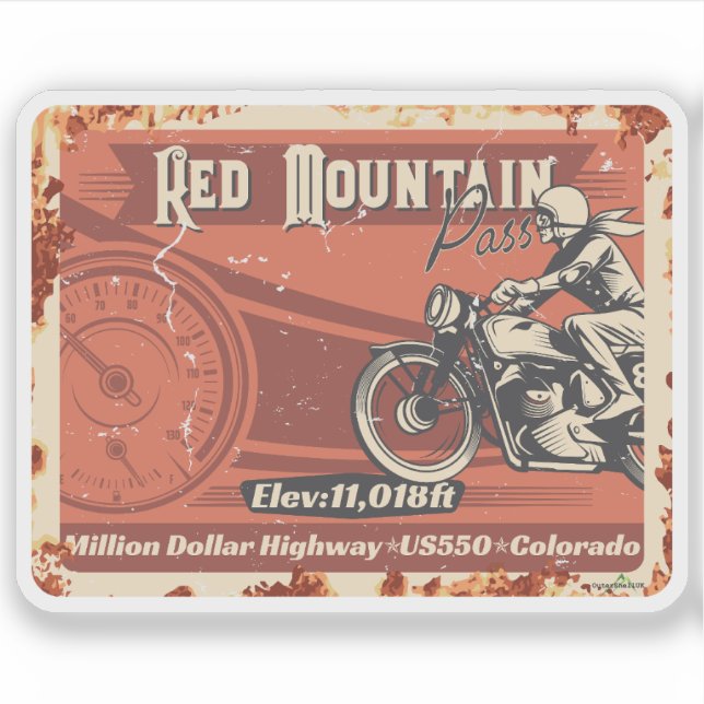 Red Mountain Pass Colorado Motorcycle 01 Sticker (Vorderseite)