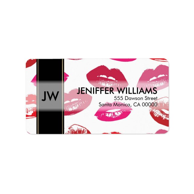 Red Mouths Pattern Personalisiert Adressaufkleber (Vorne)