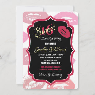 Red Mouths Pattern Personalisiert                  Einladung