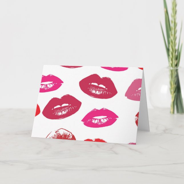Red Mouths Pattern Personalisiert Karte (Vorderseite)