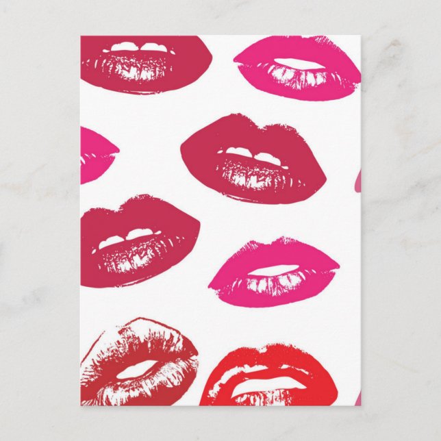 Red Mouths Pattern Personalisiert Postkarte (Vorderseite)