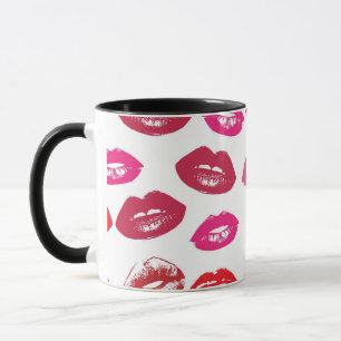 Red Mouths Pattern Personalisiert Tasse