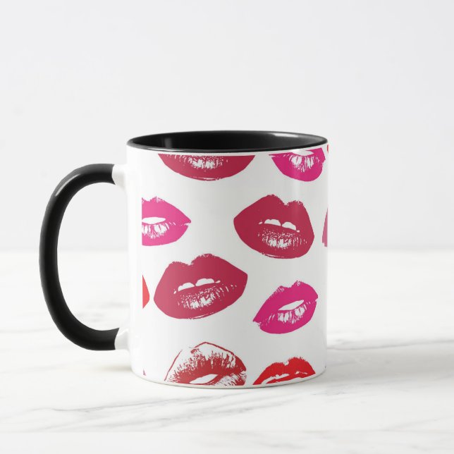 Red Mouths Pattern Personalisiert Tasse (Links)