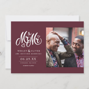 Red Mr. & Mr. Script - Save the Date mit Foto