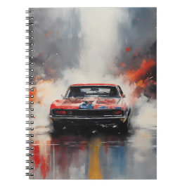 Red Muscle Car Kopf auf Notizblock