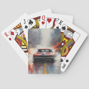 Red Muscle Car Kopf auf Spielkarten