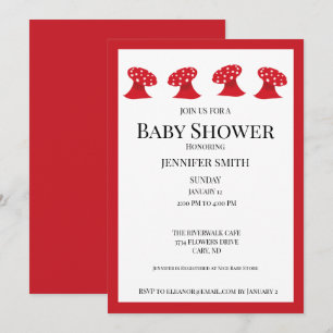 Red Mushroom Baby Shower Einladung