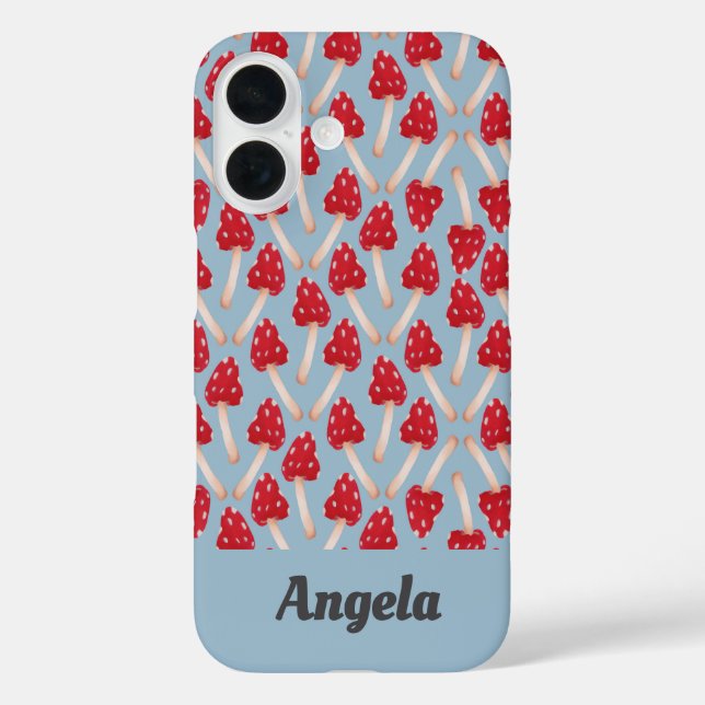 Red Mushroom - Blue iPhone 16 Hülle (Rückseite)