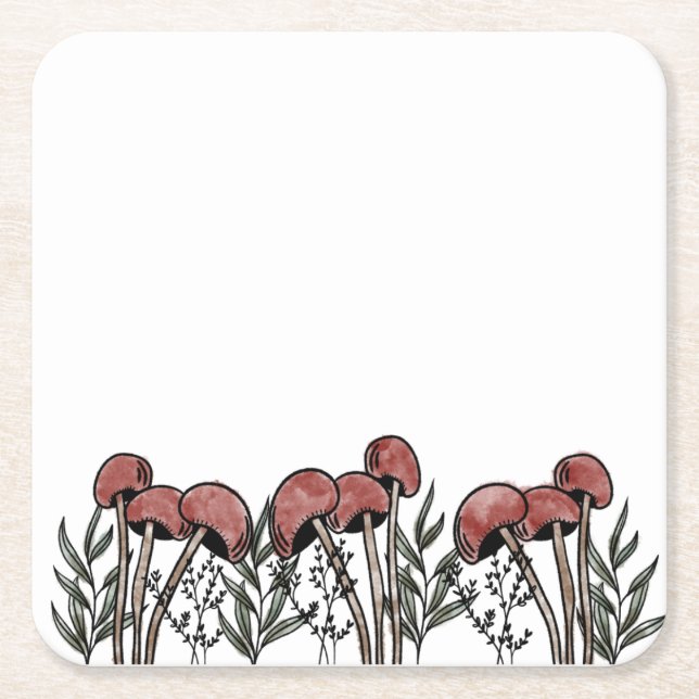 Red Mushroom Caps Rechteckiger Pappuntersetzer (Vorderseite)