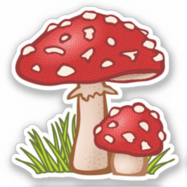 Red Mushroom Cartoon Aufkleber