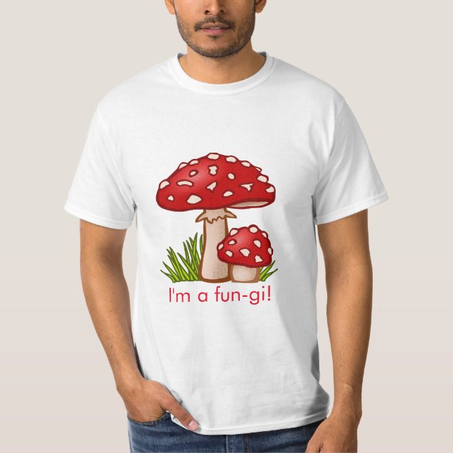 Red Mushroom Cartoon Message T-Shirt (Vorderseite)