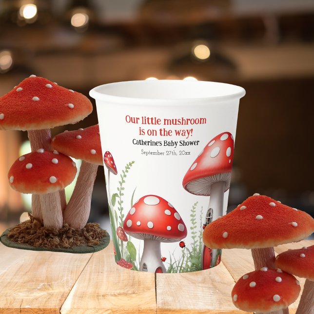 Red Mushroom Fungi Woodland Babydusche Pappbecher (Von Creator hochgeladen)