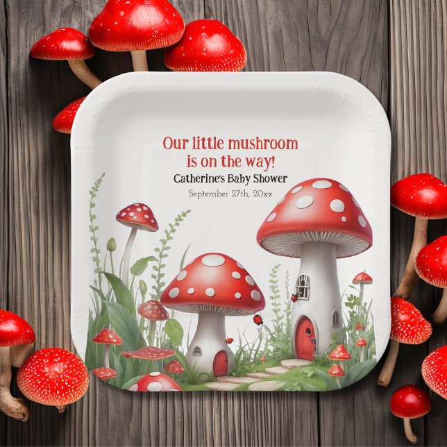 Red Mushroom Fungi Woodland Babydusche Pappteller (Von Creator hochgeladen)